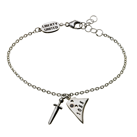 Sterling Silver and Gunmetal Sword & Plowshare Bracelet