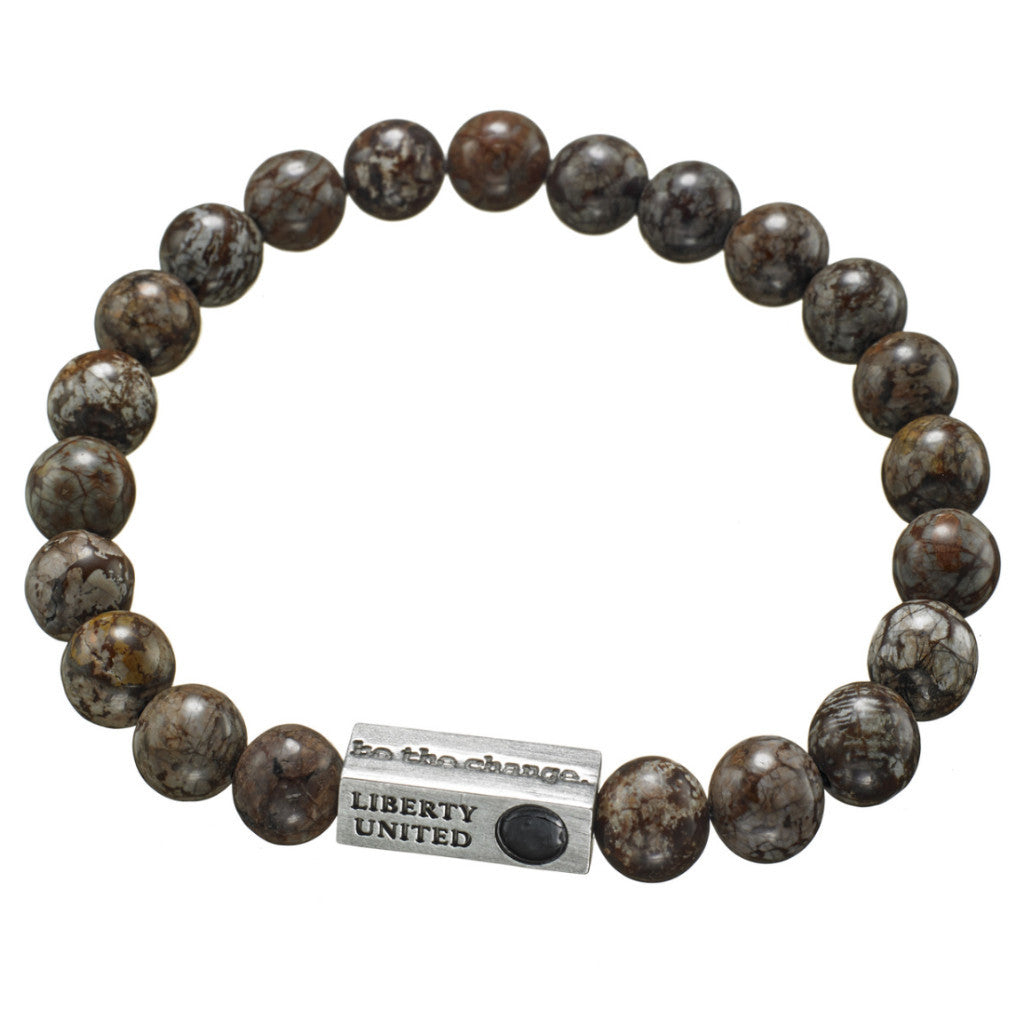 be the change. brown snowflake jasper bracelet