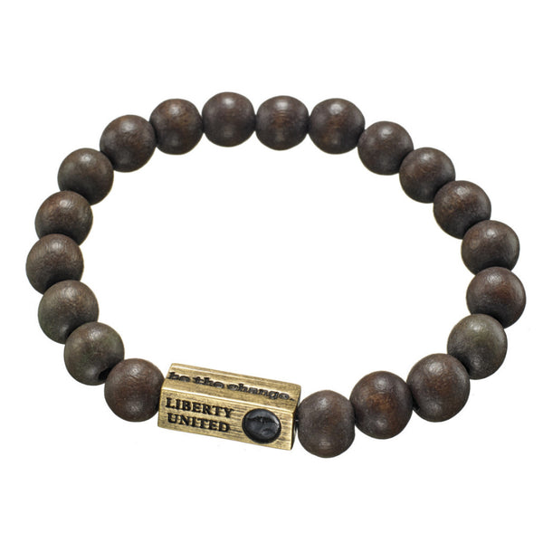 be the change. brown wood bracelet