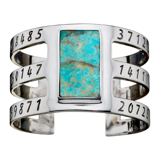 Silver & Gunmetal Inlay Cage Cuff with Turquoise by Pamela Love for Liberty United