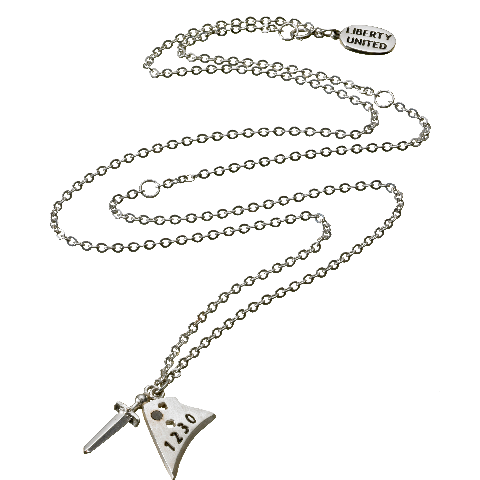 Sterling Silver and Gunmetal Sword & Plowshare Necklace